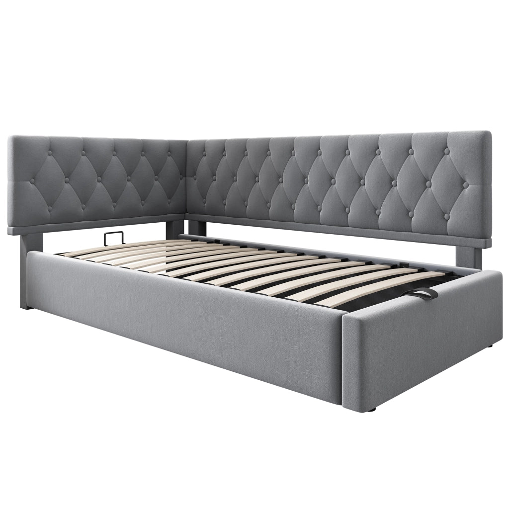 Letto singolo 90x200 cm grigio con contenitore