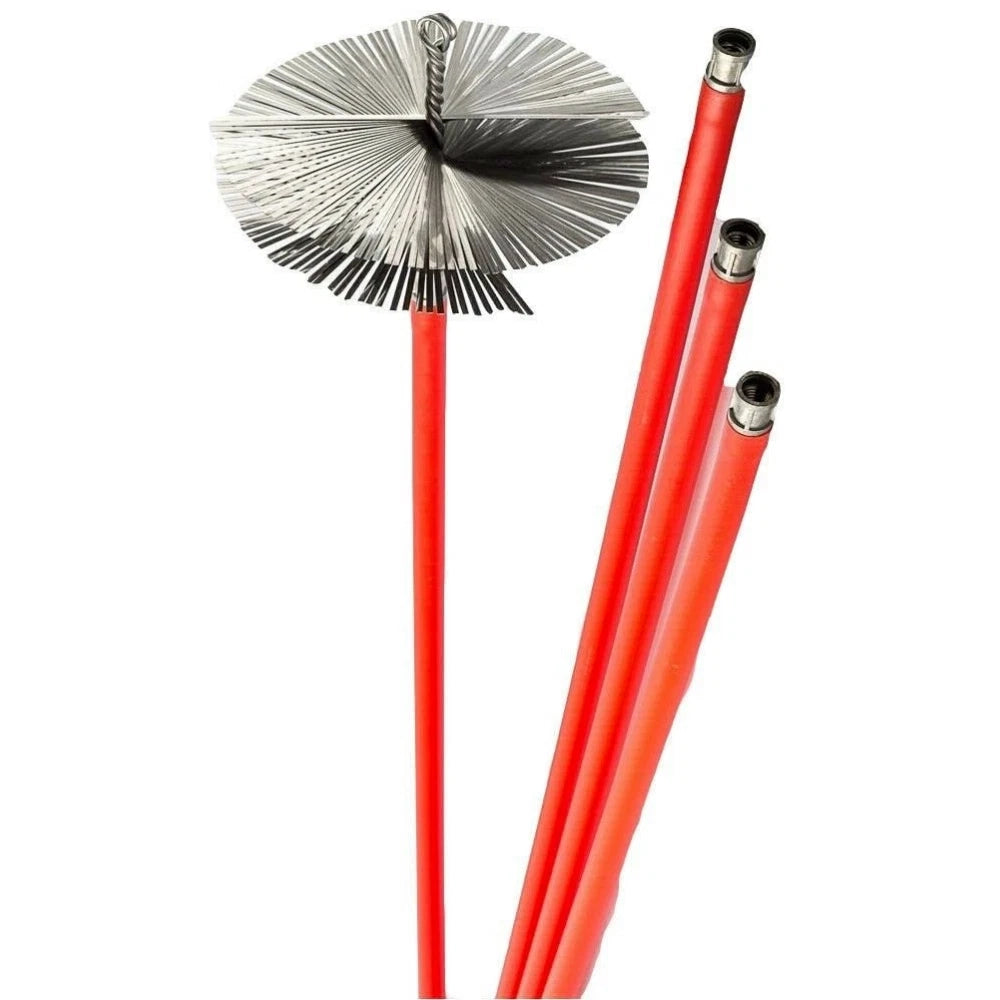 SPAZZACAMINO KIT COMPOSTO DA 5 ASTE + SCOVOLO Ø 30 CM
