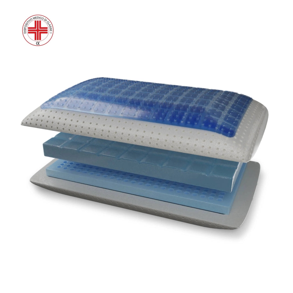 Cuscino in memory foam con Gel - Termoregolatore e Anti-Sudore - Poseidone - 72x42x12cm