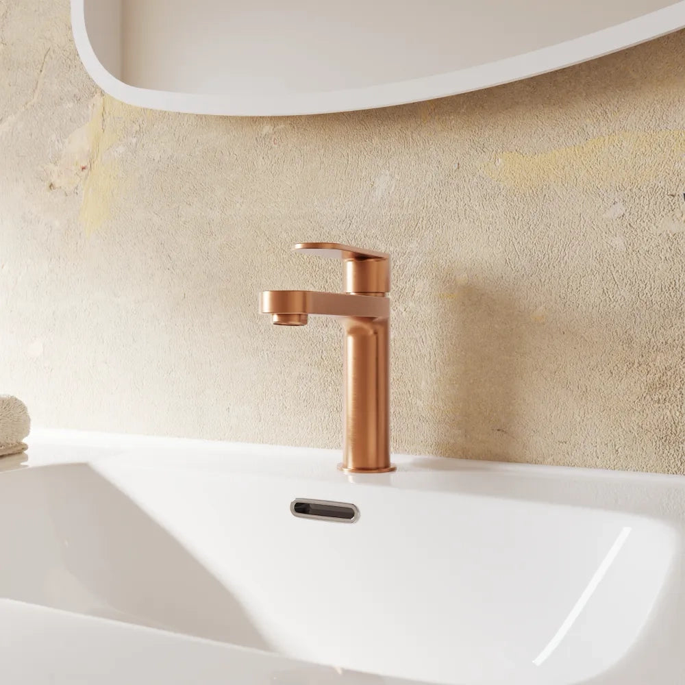 Miscelatore lavabo senza scarico rame spazzolato altezza 16cm | Margot