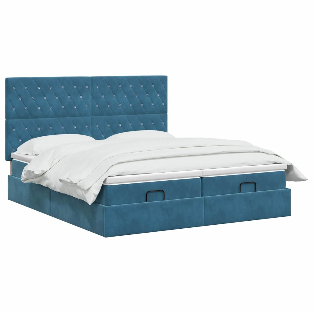 Letto Ottomano con Materasso e LED Blu scuro 200 x 200 cm 3458488