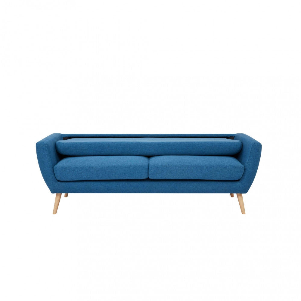 Divano 3 Posti Burton 193x79x86 h cm in Tessuto Blu