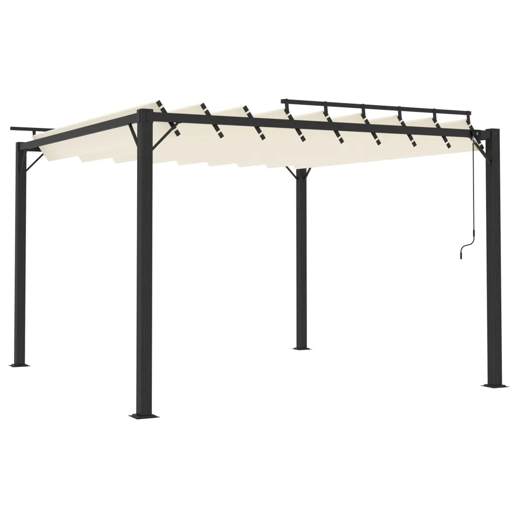 Gazebo con Tetto a Lamelle 3x3 m in Tessuto Crema e Alluminio 313924