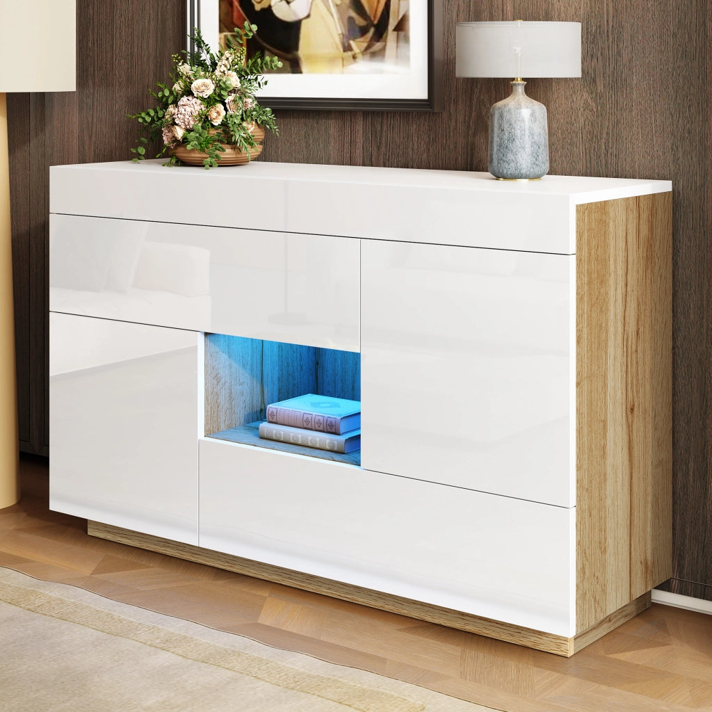 Sideboard a specchio con LED colorati - Zephmum - Con cassetti
