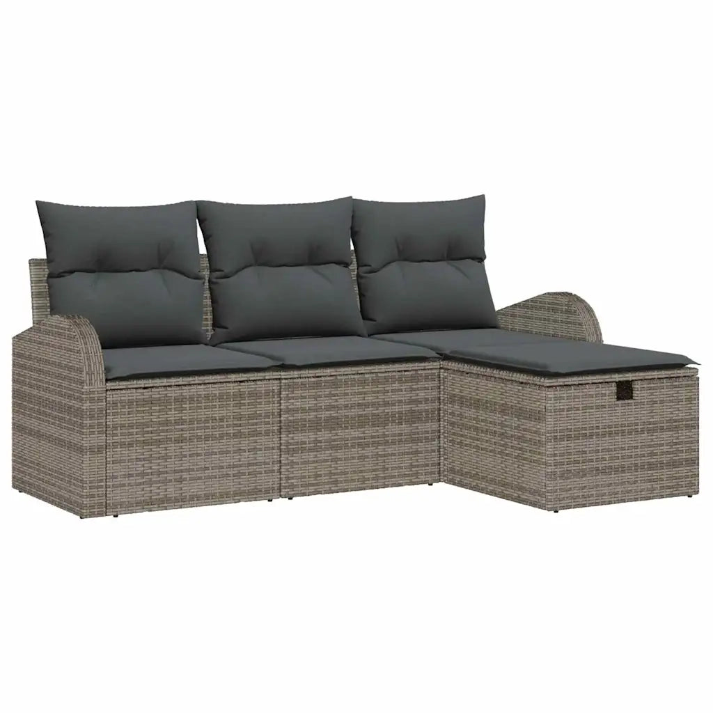 Set di divani con cuscino 4 pcs Grigio polyrattan 3359048
