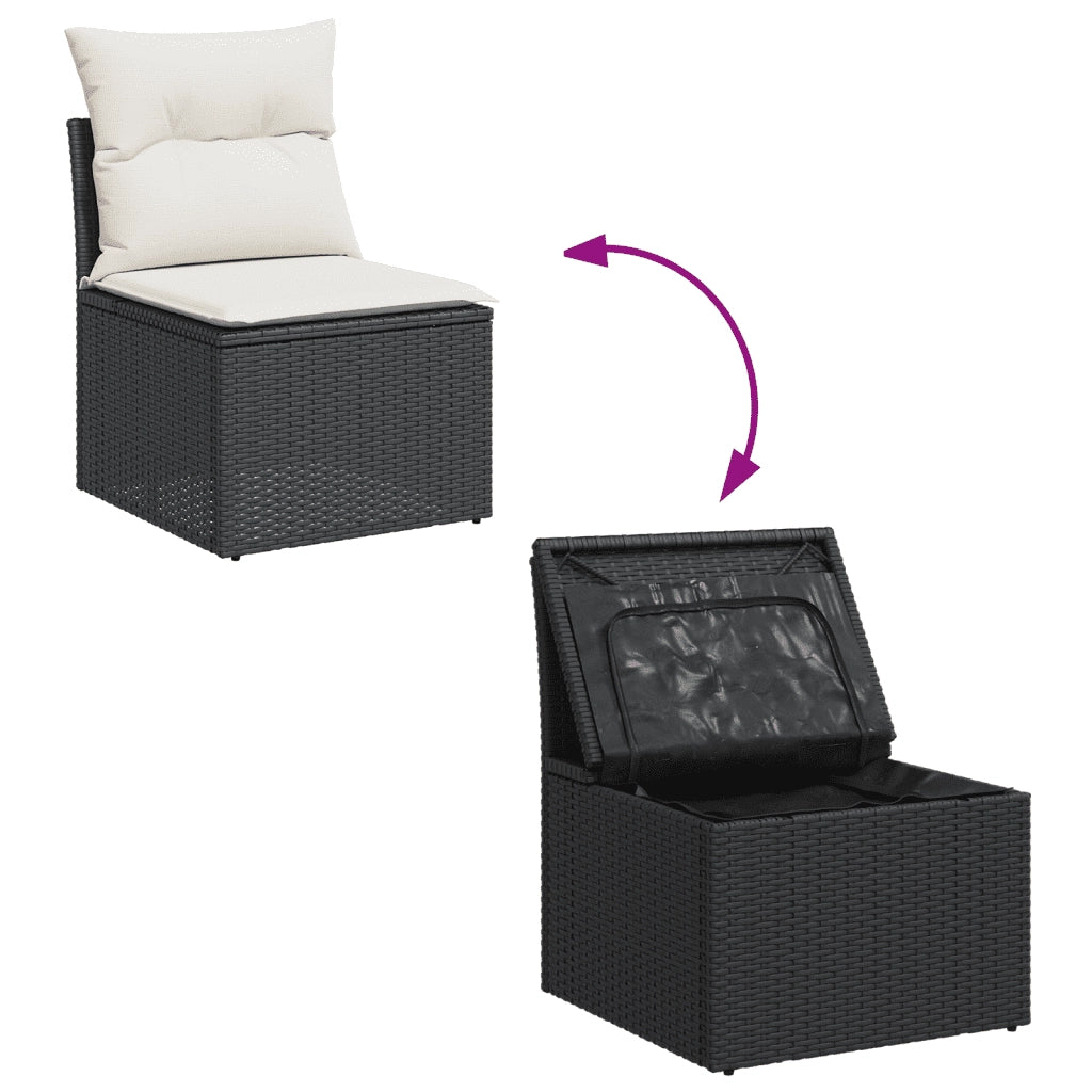 Set Divani da Giardino con Cuscini 7pz Nero Polyrattan 3251043
