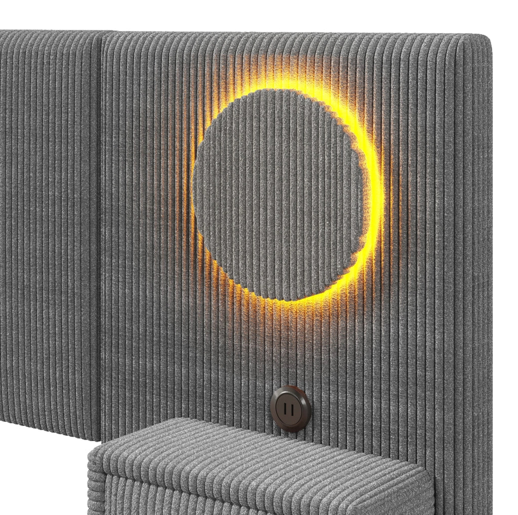 Letto matrimoniale imbottito 180x200 cm grigio con LED e USB