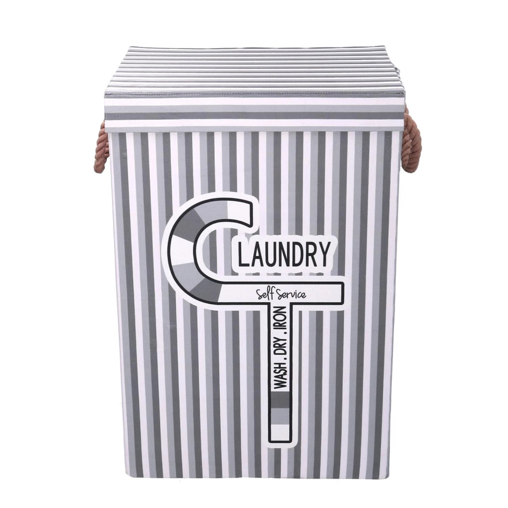 Cestone tessuto laundry grigio con coperchio cm 40x30h60