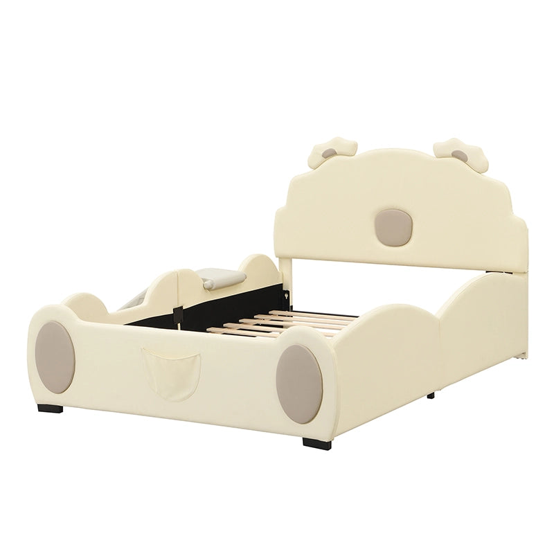 Letto per bambini 140x200 cm con scivolo beige