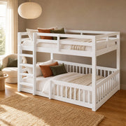 Letto a castello 160x200 cm bianco in pino e MDF con sponde