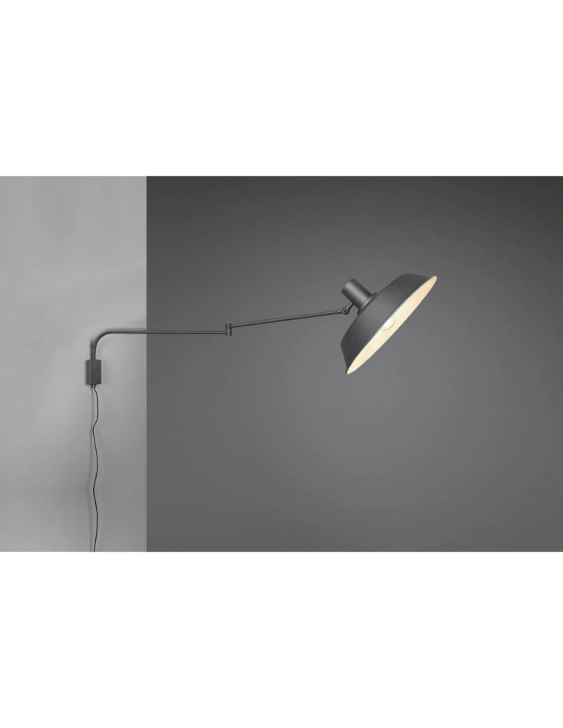Applique 1xE27 Bolder Nero Orientabile L35 cm Trio Lighting