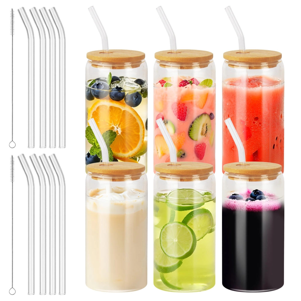 6 bicchieri con coperchio e cannuccia, 500 ml bicchiere per acqua con coperchio, bicchiere da cocktail