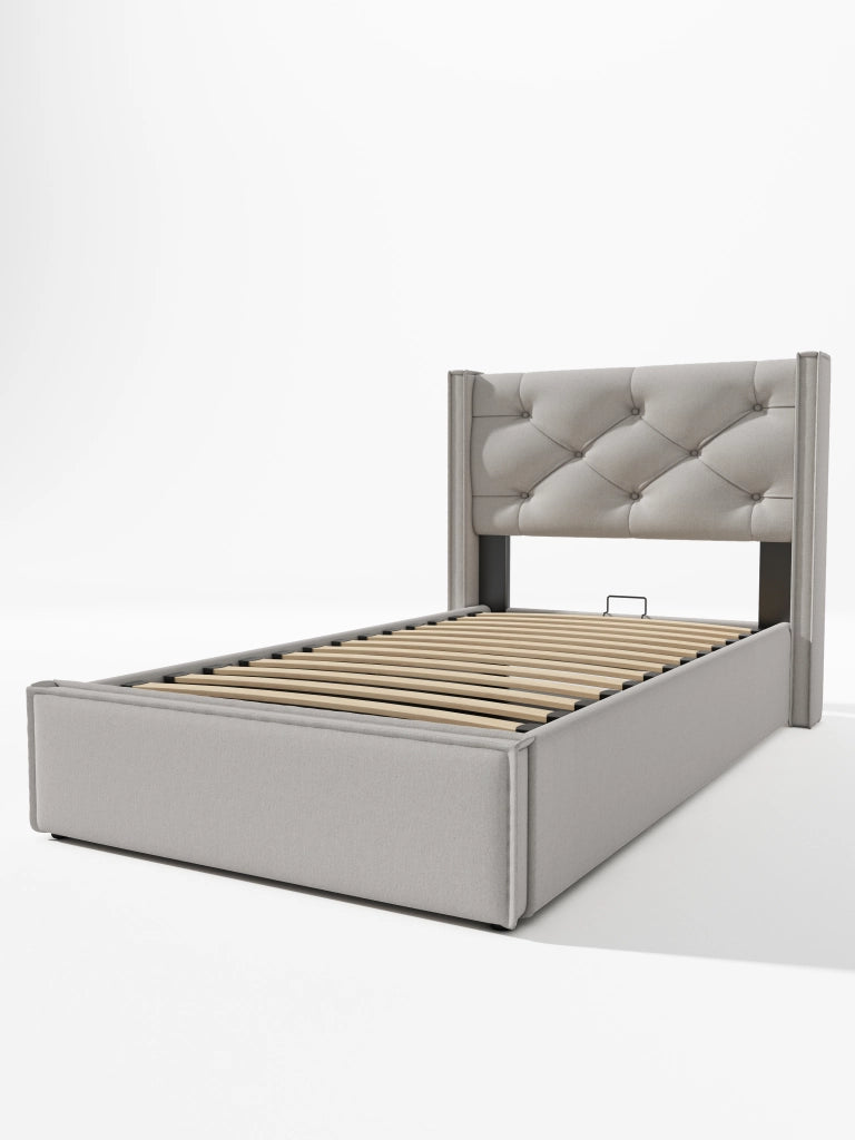 Letto singolo imbottito 90x200 cm con contenitore