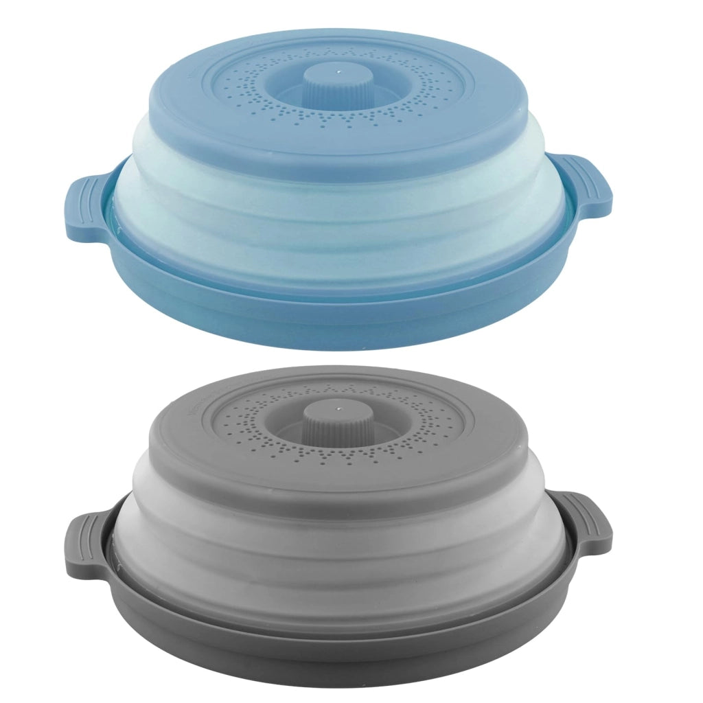 2 protezioni per magnetron, pieghevoli, antigoccia, 27 cm, grigio e blu