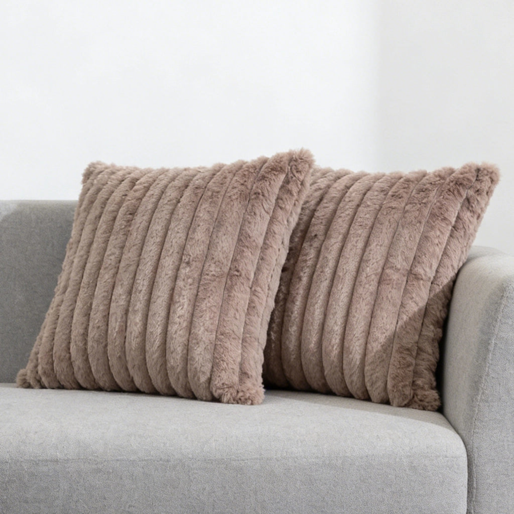Set di 2 fodere per cuscini 45 x 45 cm color cammello chiaro