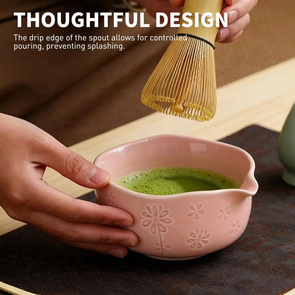 Set per il matcha, composto da ciotola, supporto per il frustino e versatore, 2 pezzi