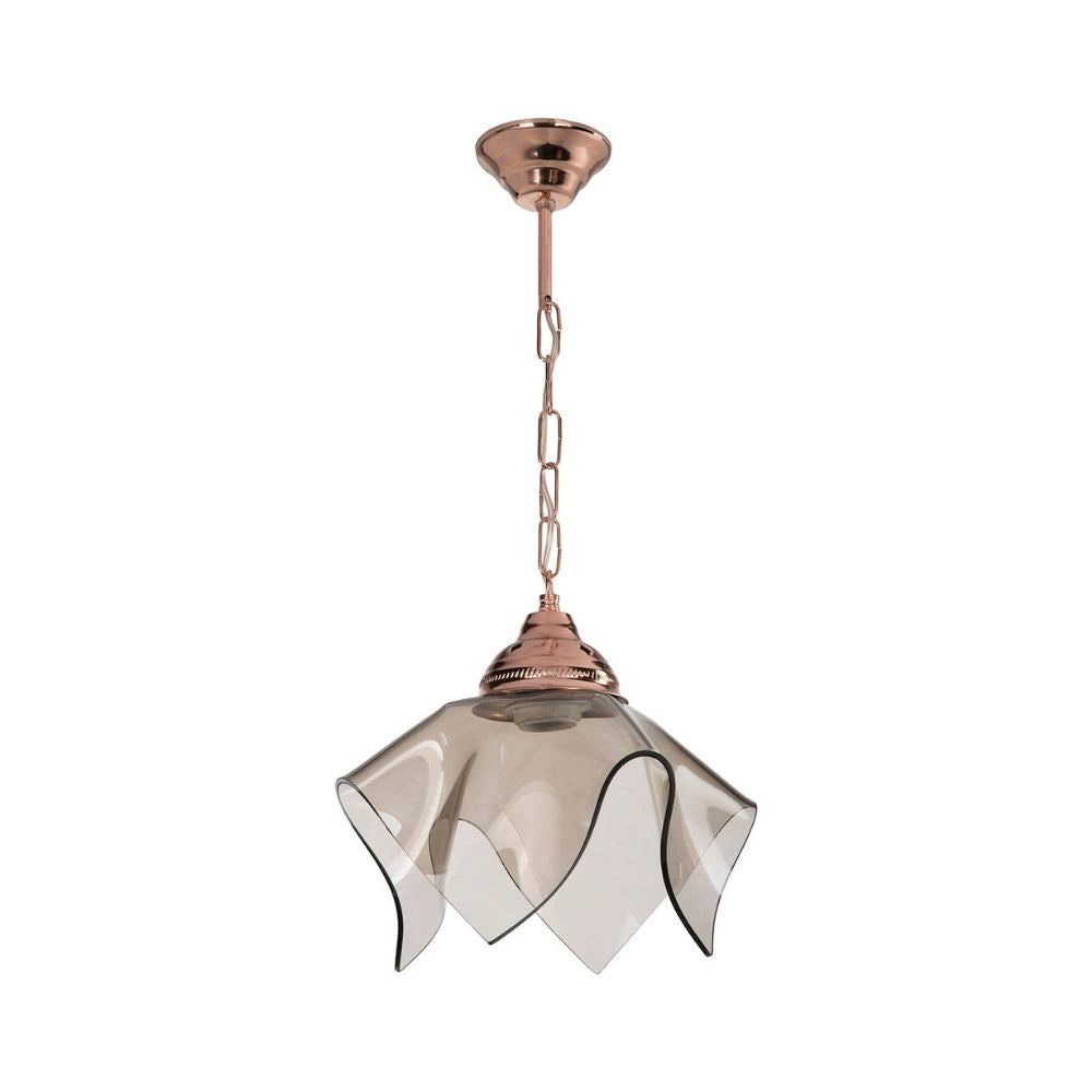 Lampada a sospensione Volga MDL3782 rame e vetro fumè EFFEZ