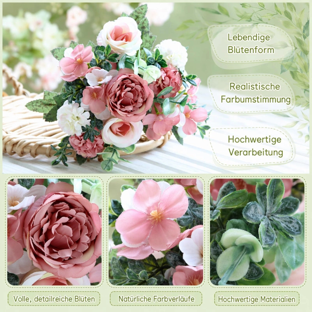 Set di fiori artificiali, 2 pezzi: peonie e rose, 30 cm, per decorazioni