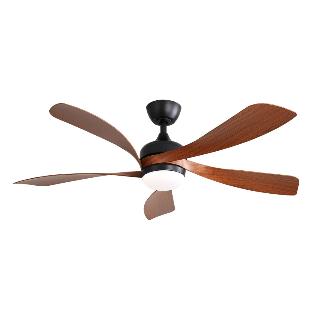 Ventilatore da soffitto 132 cm nero con LED 18 W; 5 pale in ABS e telecomando
