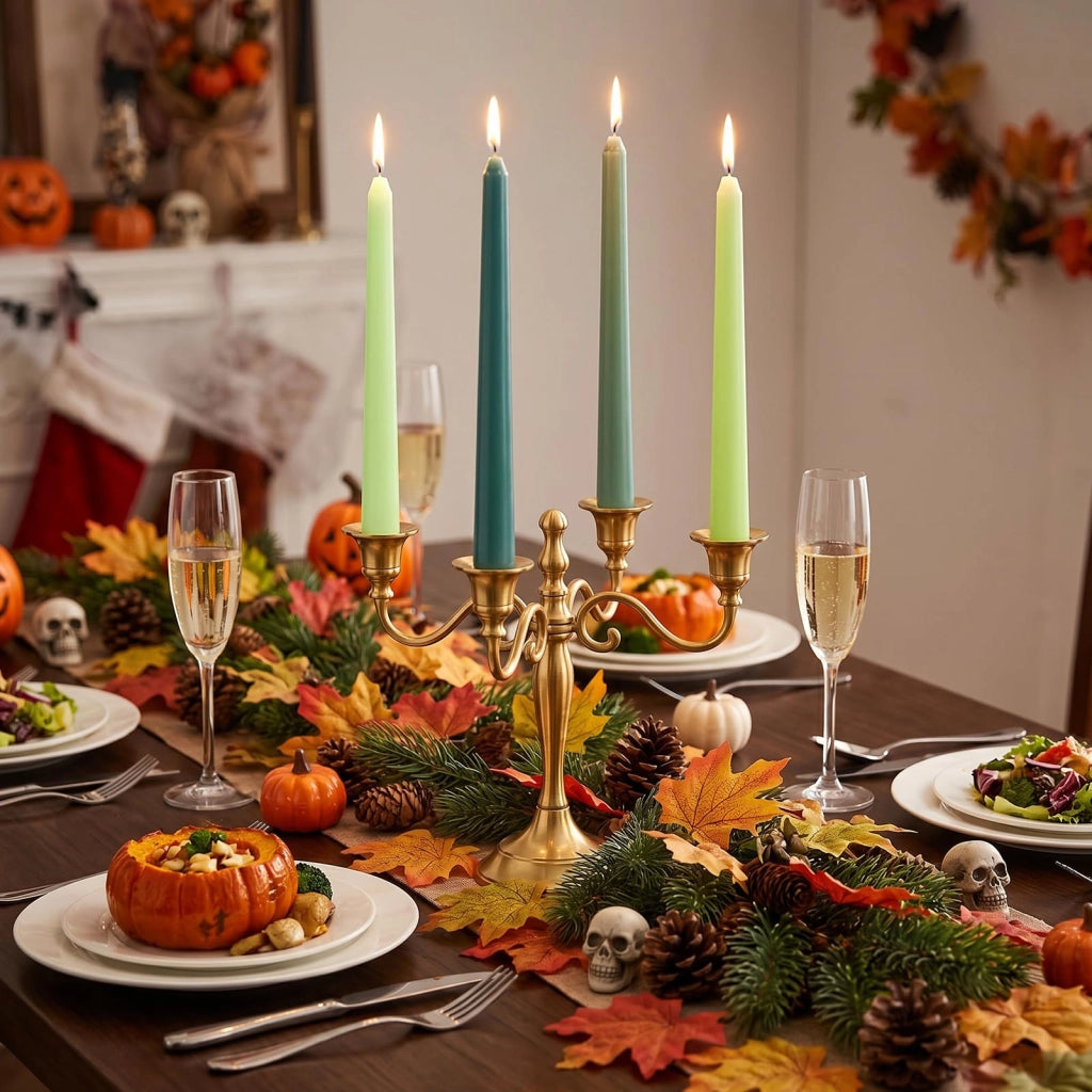 Set di 8 candele conici, 25 cm x 2,2 cm, colore verde