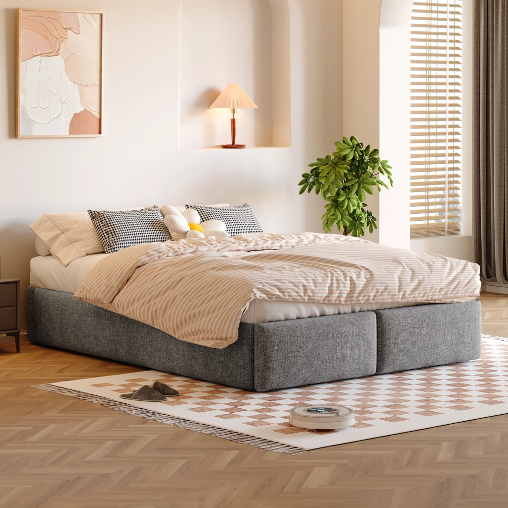 Letto imbottito grigio 140 x 200 cm