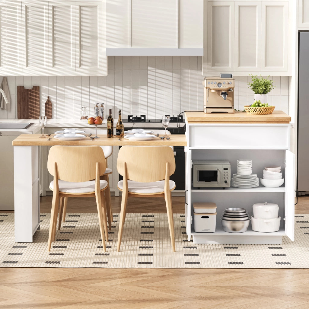 Tavolo da pranzo estensibile con LED e ricarica USB Type C in MDF bianco