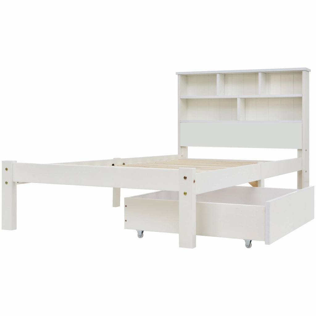 Letto singolo 90x200 cm con libreria e cassetti