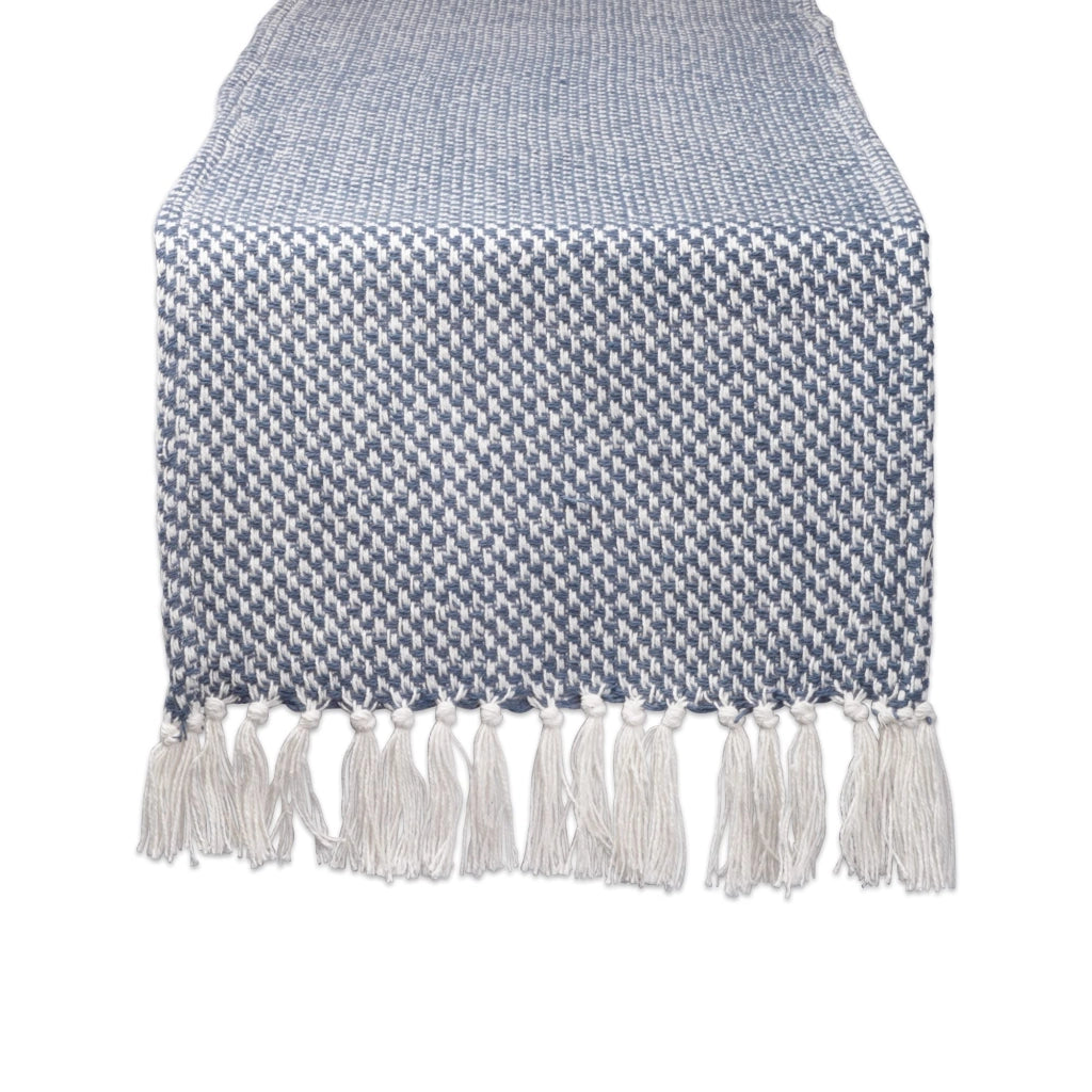 Runner da tavolo in cotone al 100%, colore blu, dimensioni 15 x 108 cm
