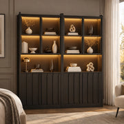 Set di 2 vetrine 160x35x200 cm con LED Bluetooth e vetro temprato; nero