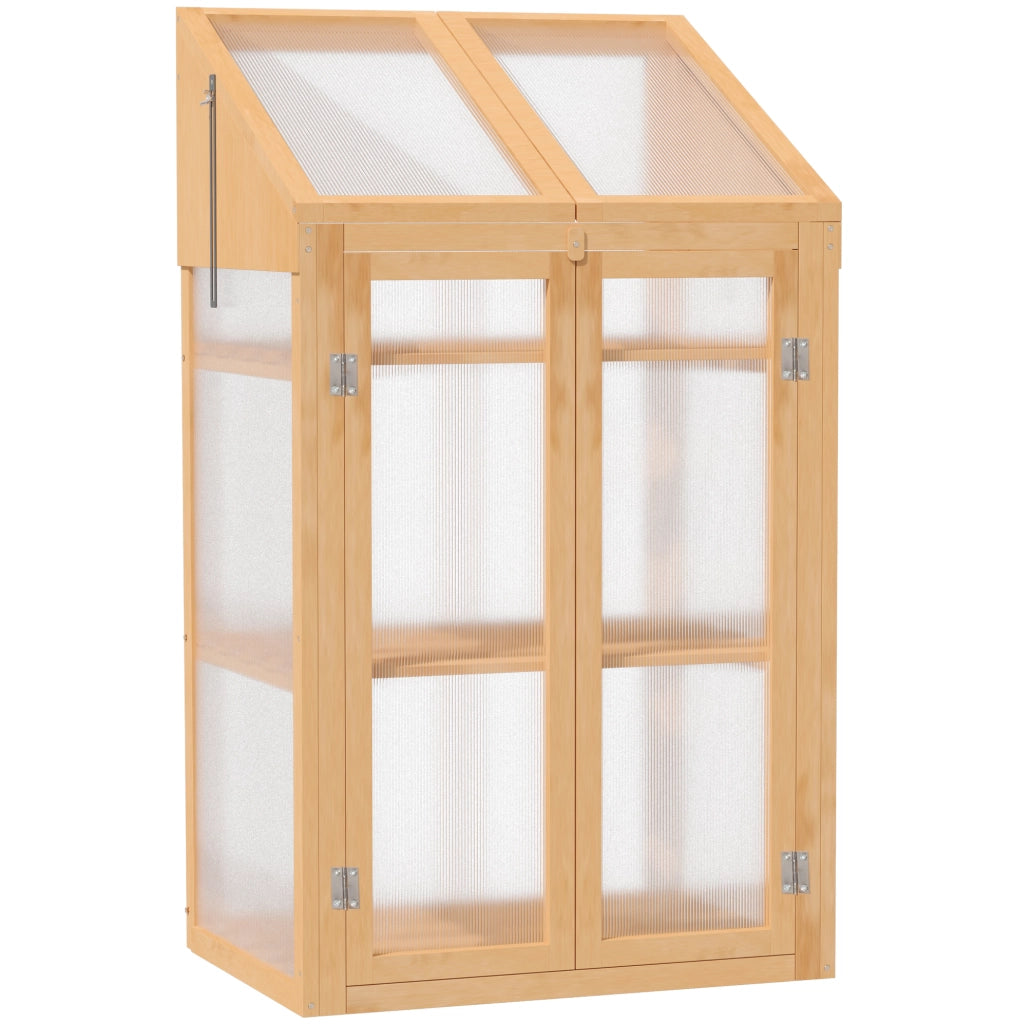 SERRA Mini per piante 70x50x120 cm in legno marrone con 3 ripiani