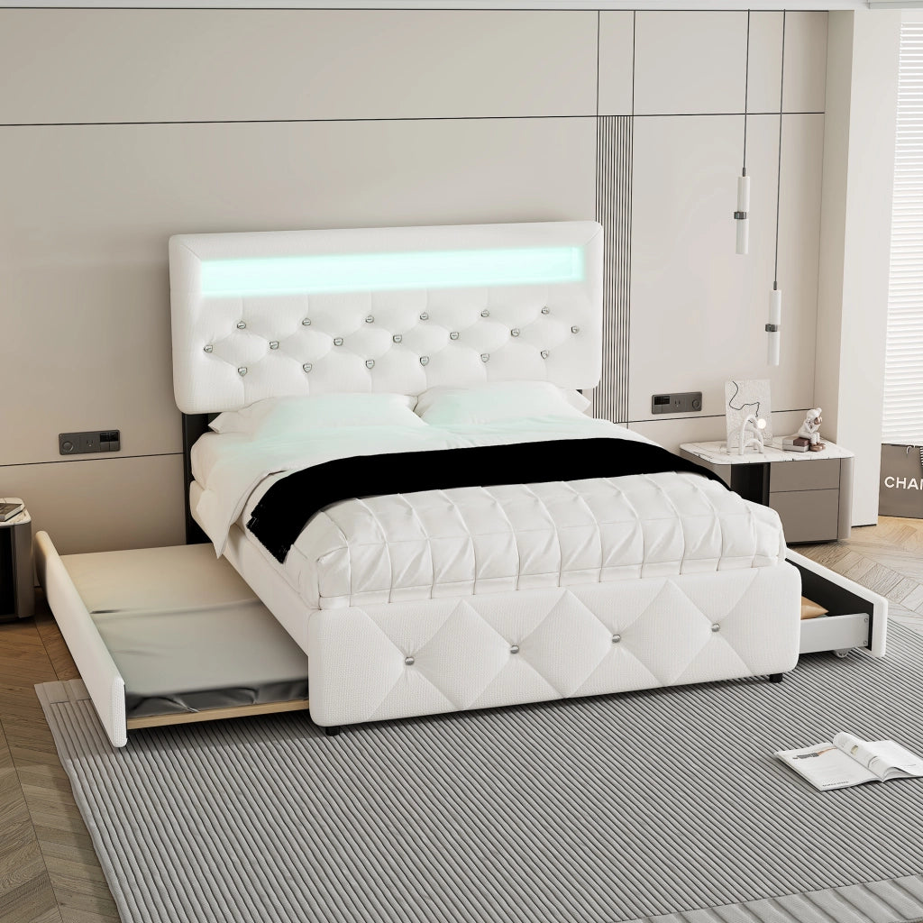 Letto matrimoniale imbottito 140x200 bianco