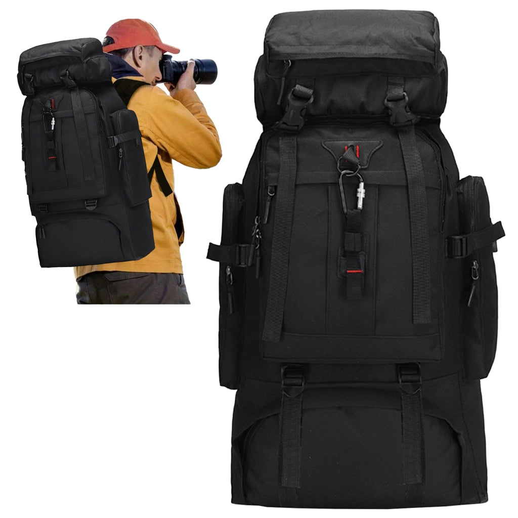 Zaino da trekking nero da 80 litri in nylon