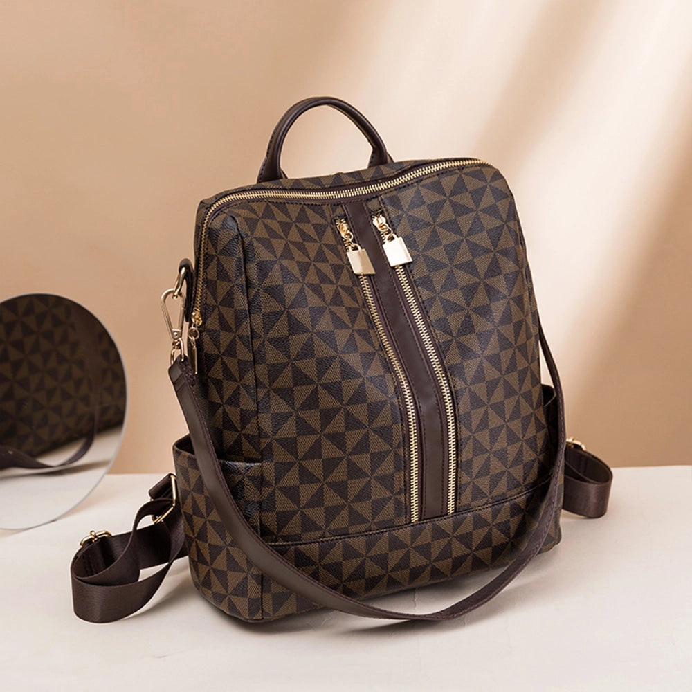 Set borsa da donna e borsetta in PU fantasia muccata, caffè