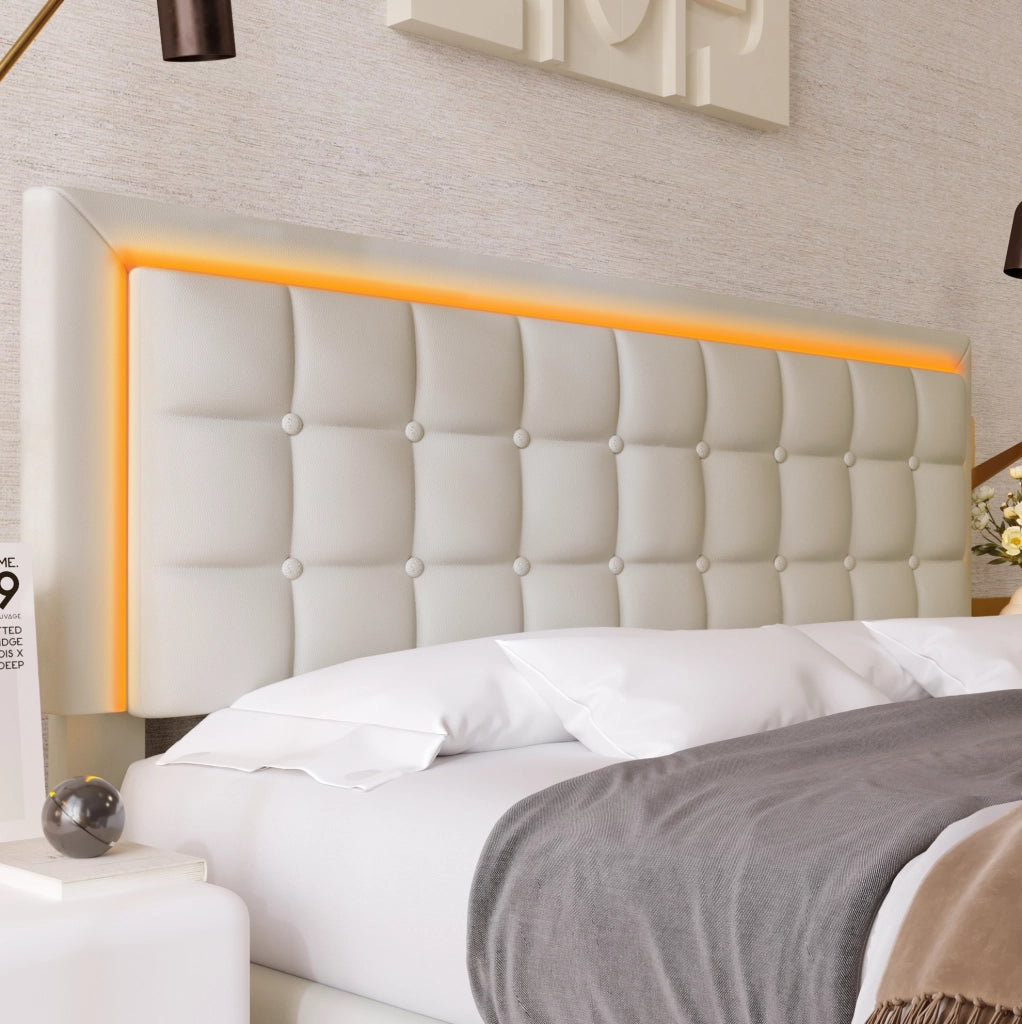 Letto matrimoniale contenitore 180x200 cm con LED, bianco