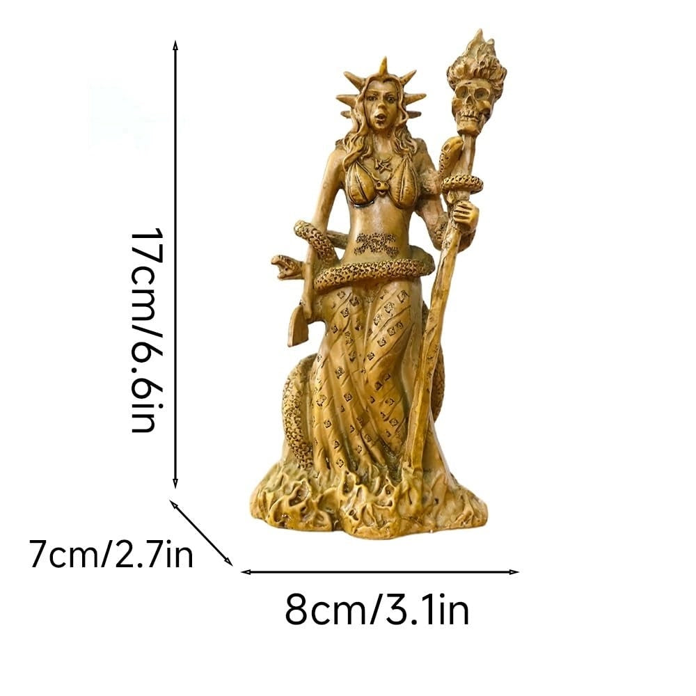 Statua di Hekate in resina, altezza 17 cm, dea greca della magia