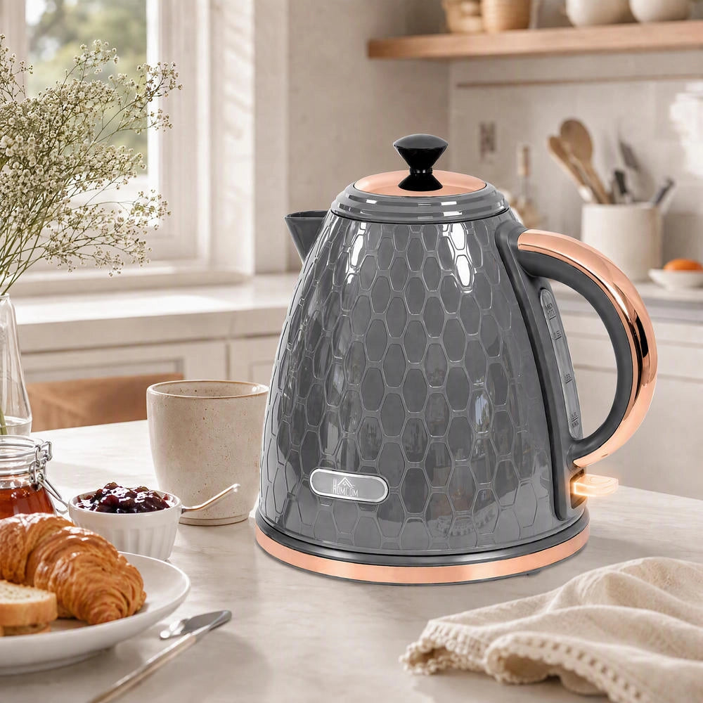 Bollitore Elettrico Rapido 2200W Grigio con Finestra di Visualizzazione e Filtro Lavabile Pratico per Casa