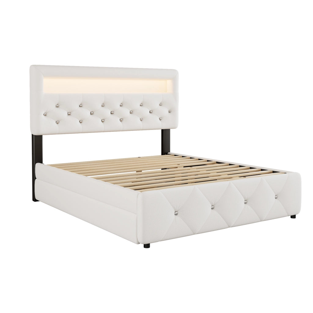 Letto matrimoniale imbottito 140x200 bianco