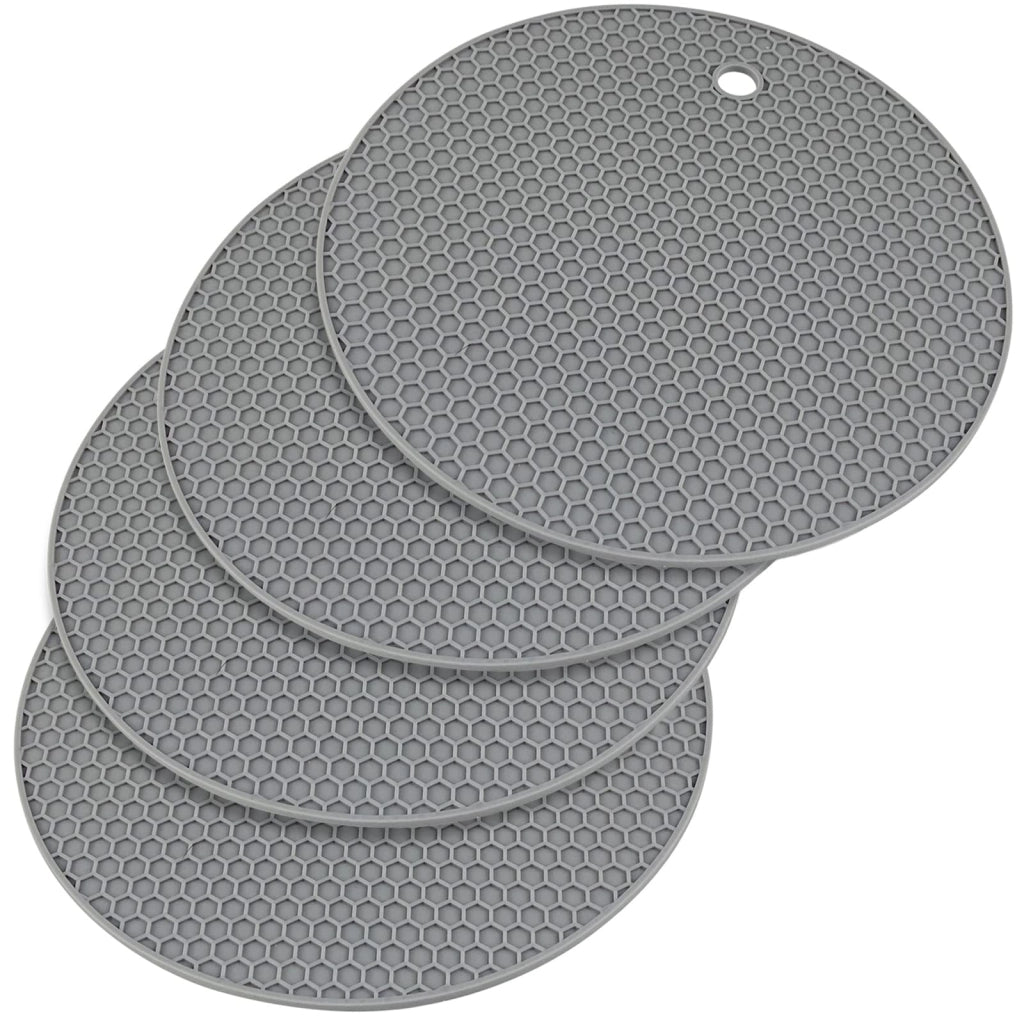 Set di 2 sottobicchieri in silicone, antiscivolo, 18x18 cm, grigi