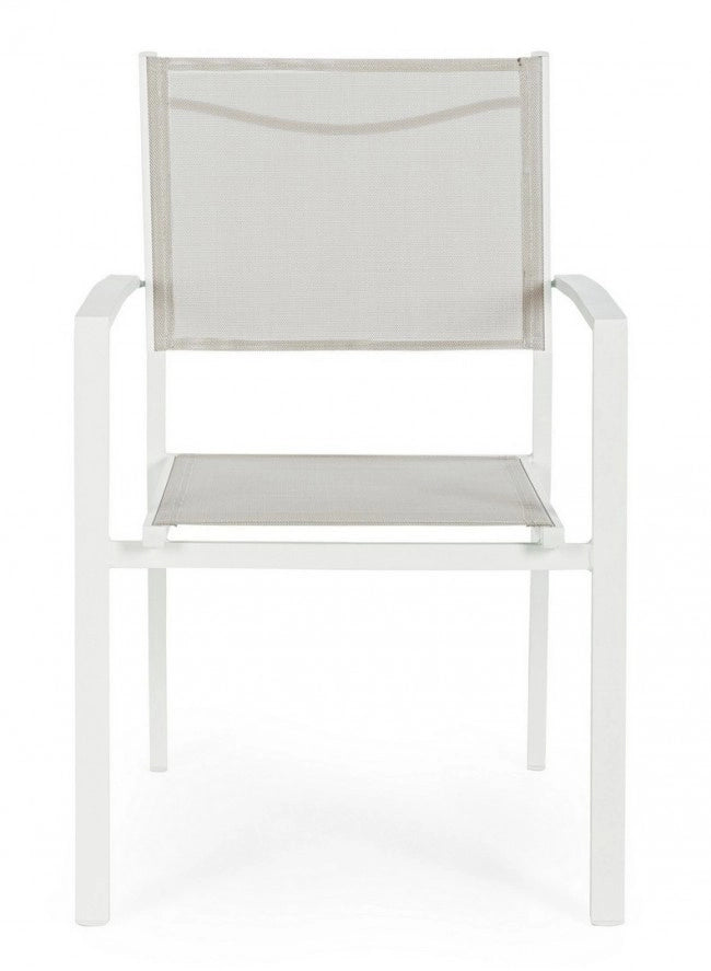 Sedia Con Braccioli Hilde Bianco Cloud In Alluminio