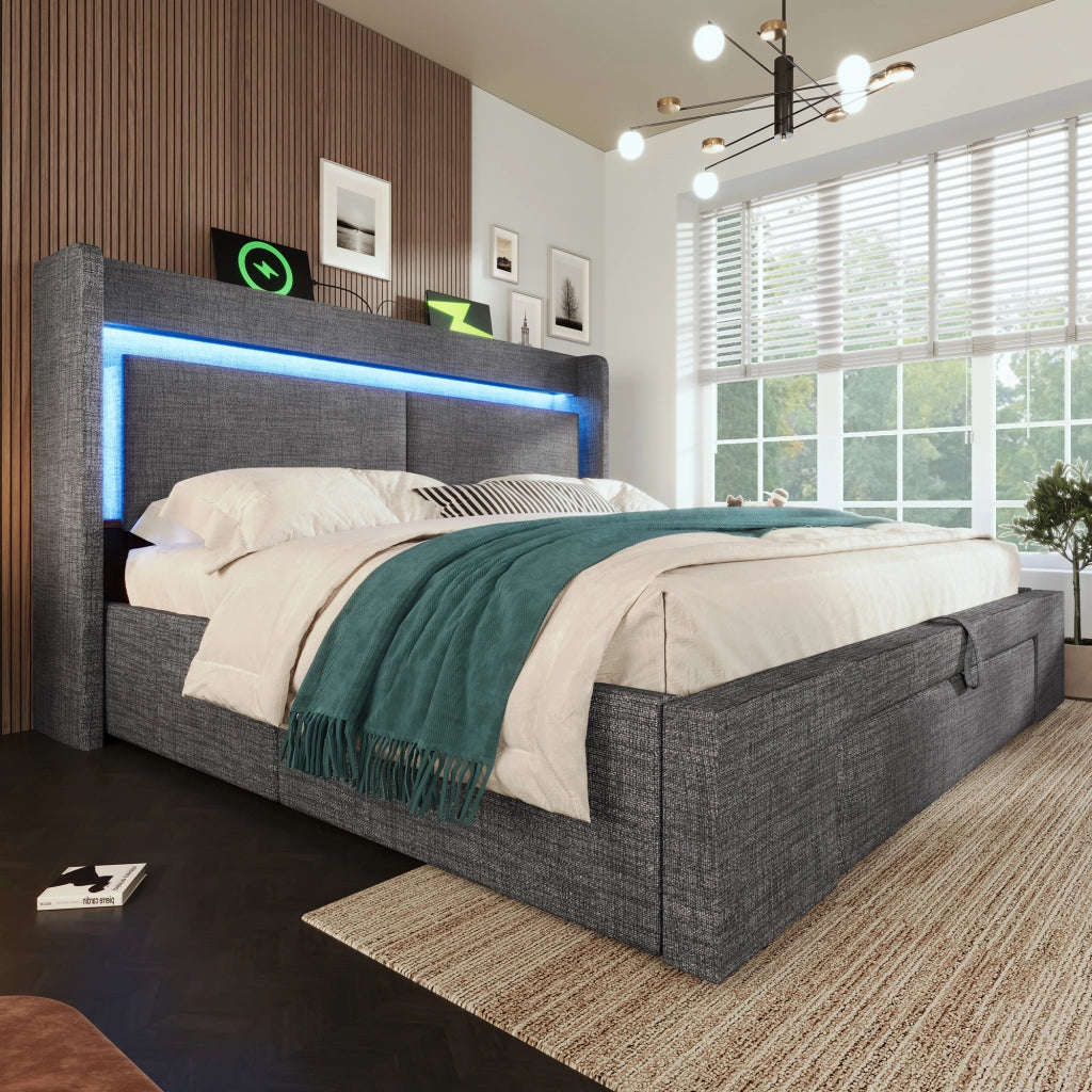 Letto imbottito 160x200 cm con contenitore idraulico