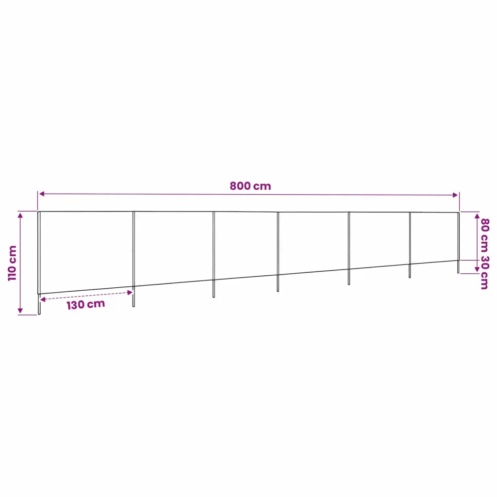 Paravento a 6 Pannelli in Tessuto 800x80cm Grigio 44545