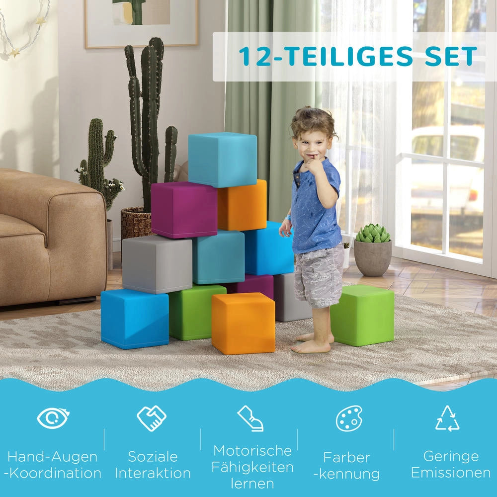 Set di Blocchi Morbidi per Bambini in Schiuma EPE 20x20x20 cm Multicolore per Gioco e Arrampicata 1-3 Anni