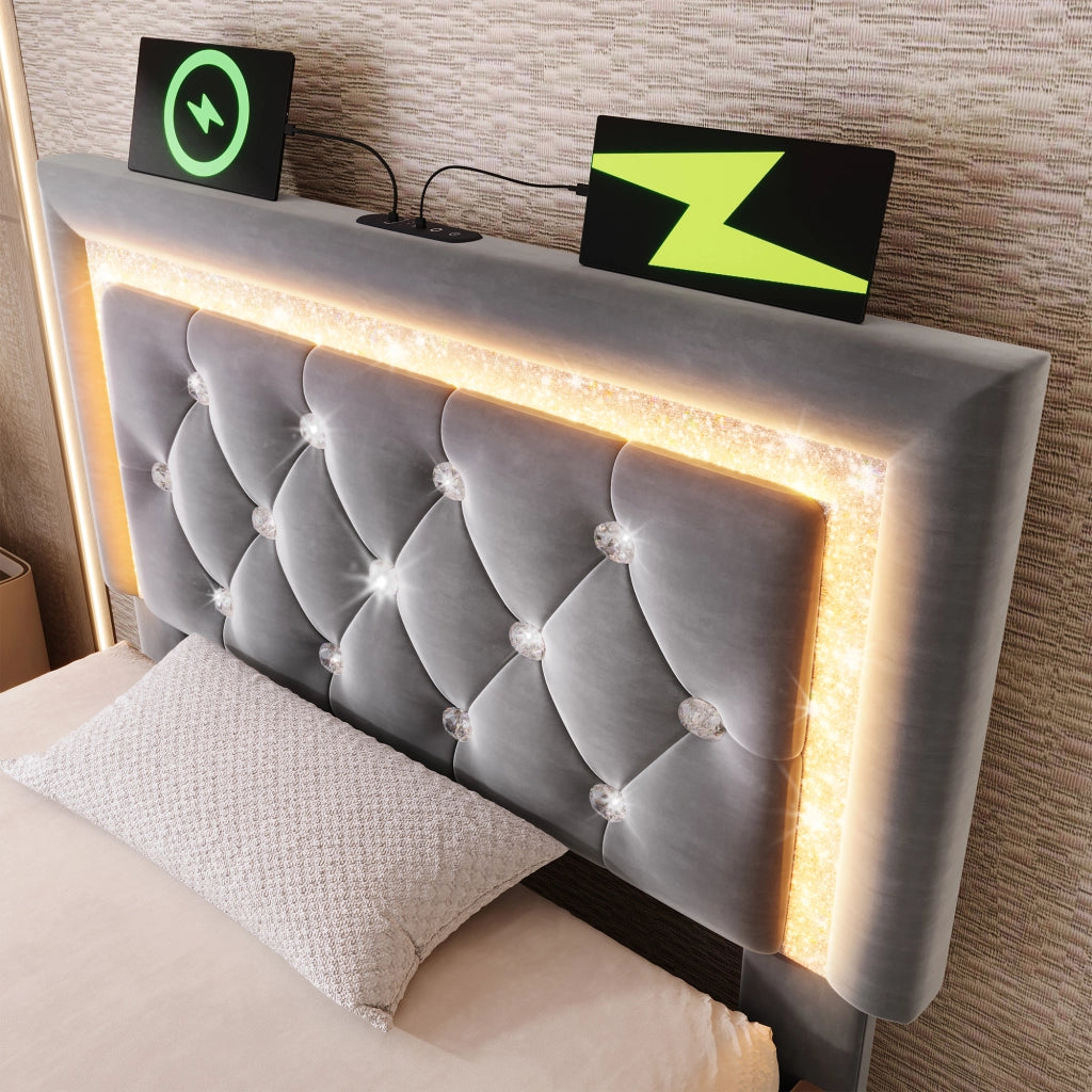 Letto singolo 90x200 cm grigio con contenitore idraulico