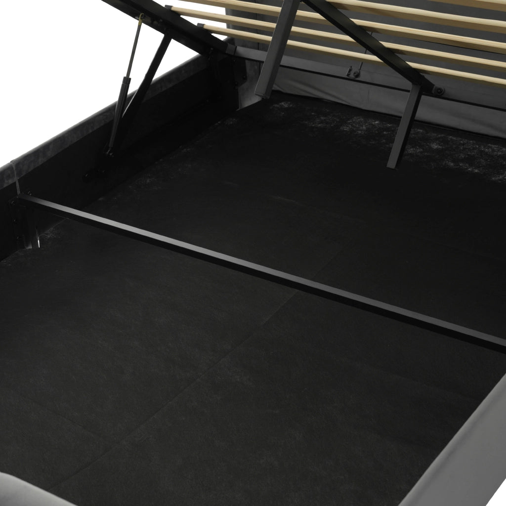 Letto alla francese 140x190 grigio con contenitore idraulico