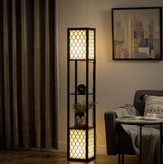 LAMPADA DA TERRA con 2 ripiani 26 x 26 x 156 cm nera in MDF
