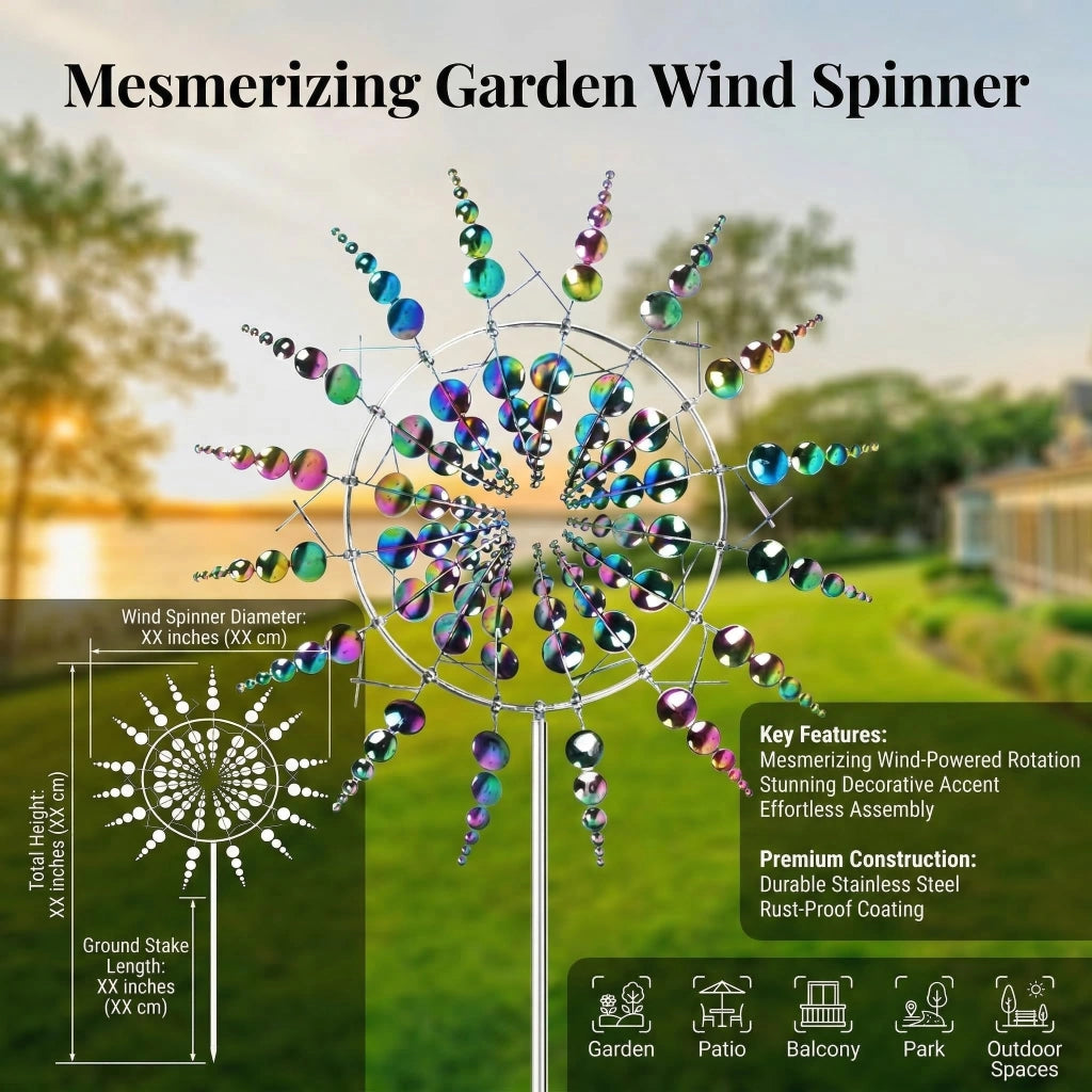 Mulino a vento cinetico in metallo, altezza 65 cm, multicolore, ideale per giardino e terrazza