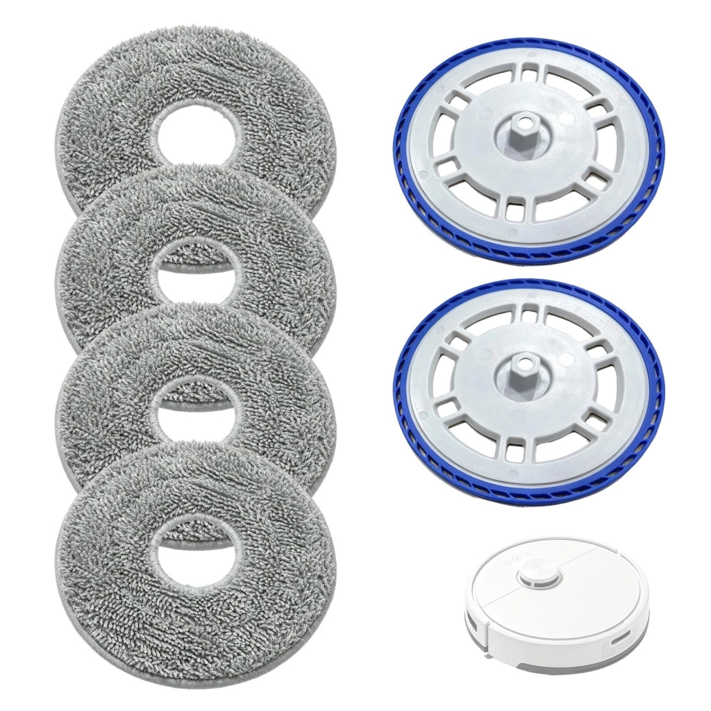 4 mop in microfibra + 2 supporti, accessori per aspirapolvere robot
