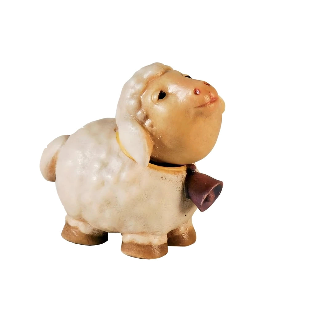 Agnello di legno per presepe, 10 cm, bianco, opaco