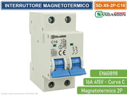 SANDASDON INTERRUTTORE MEGNETOTERMICO PER BARRA DIN 2 MODULI 2P 415V CURVA C 6KA 16A
