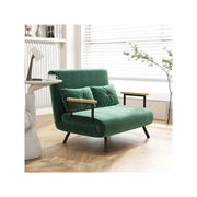 Divano letto 4 in 1 a 2 posti in tessuto effetto velluto verde 183x98,5cm, schienale regolabile salvaspazio per casa